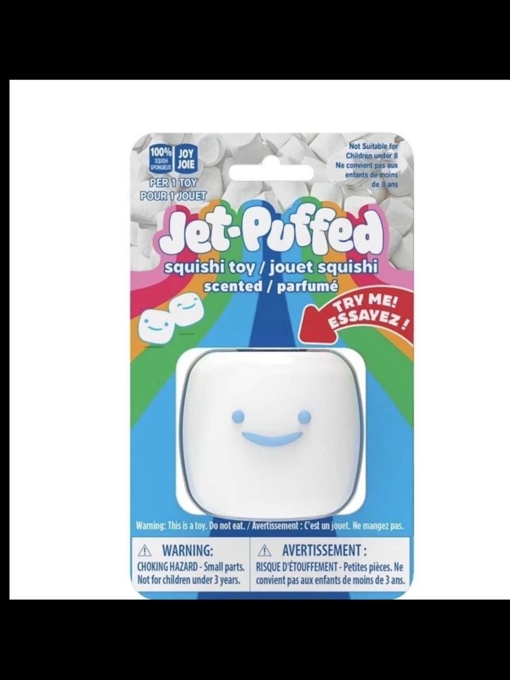 Jet-Puffed Squishi Scented Marshmallow Toy - White with Light Blue Face